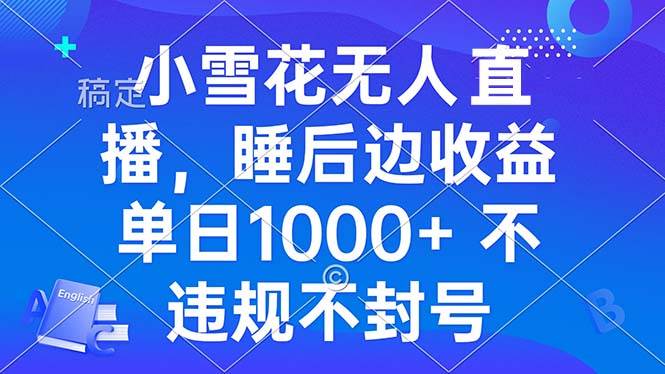 （13491期）小雪花无人直播 睡后收益单日1000+ 零粉丝新号开播 不违规 看完就会-一起网创