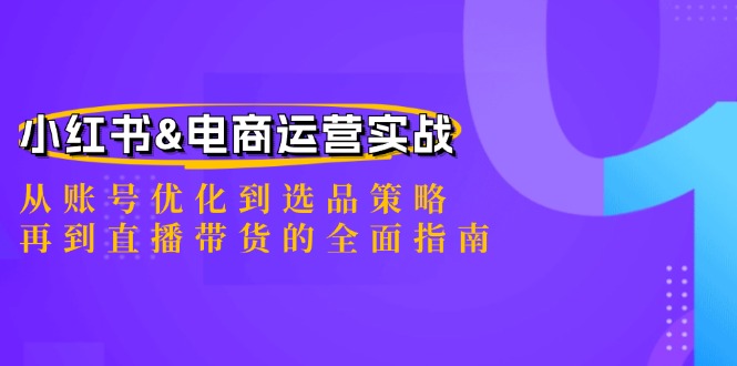 小红书&电商运营实战：从账号优化到选品策略，再到直播带货的全面指南-一起网创