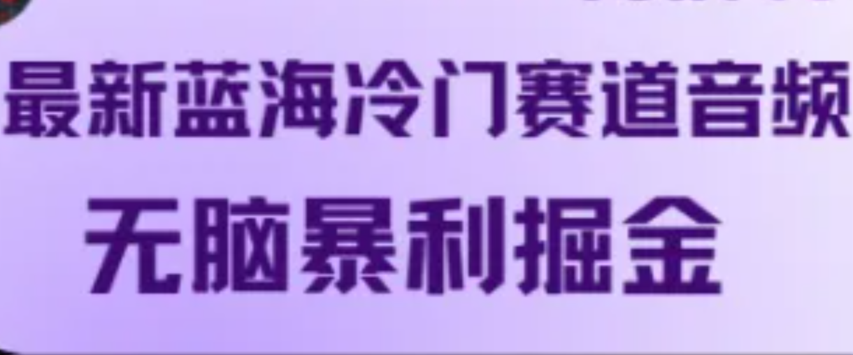 最新蓝海冷门赛道音频，无脑暴利掘金-一起网创