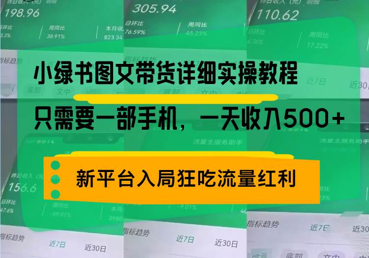 （13509期）小绿书图文带货详细实操教程，只需要一部手机，一天收入500+，轻松变现-一起网创