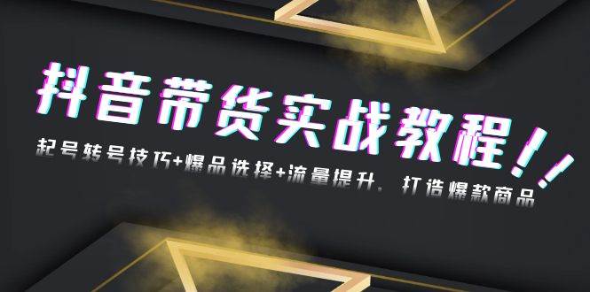（13526期）抖音带货实战教程：起号转号技巧+爆品选择+流量提升，打造爆款商品-一起网创