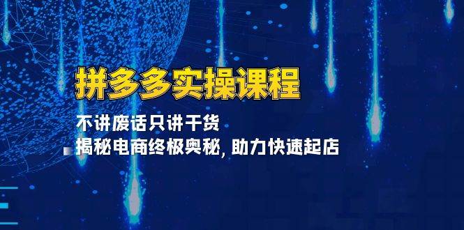 （13577期）拼多多实操课程：不讲废话只讲干货, 揭秘电商终极奥秘,助力快速起店-一起网创