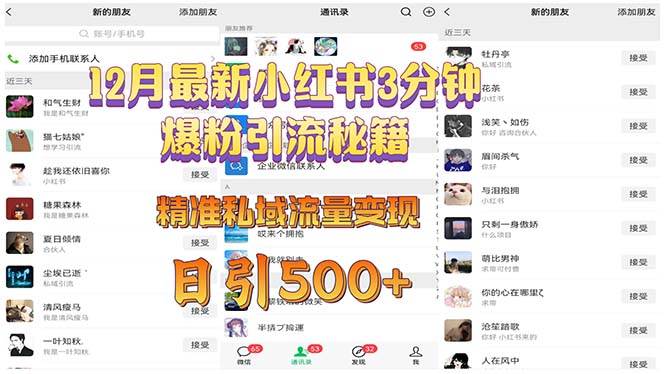 （13653期）12月最新小红书3分钟爆粉引流秘籍 精准私域流量变现 日引500+-一起网创