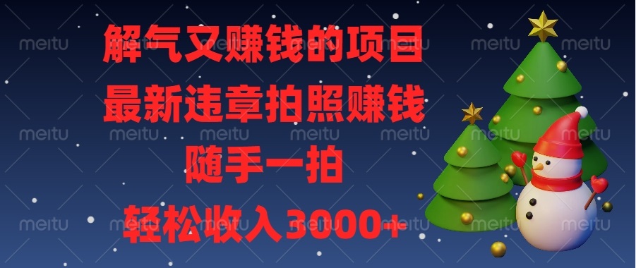 （13686期）解气又赚钱的项目，最新违章拍照赚钱，随手一拍，轻松收入3000+-一起网创