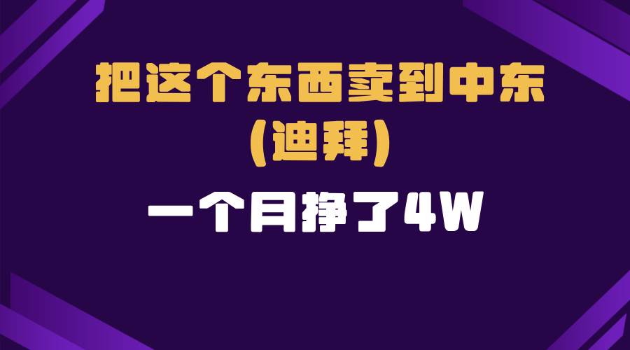 （13740期）跨境电商一个人在家把货卖到迪拜，暴力项目拆解-一起网创
