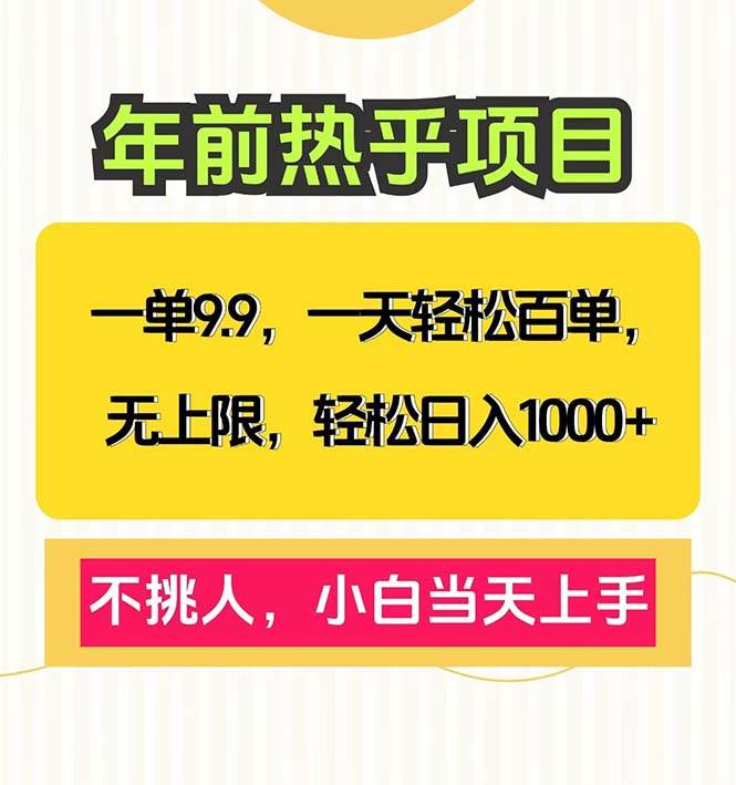 （13795期）一单9.9，一天百单无上限，不挑人，小白当天上手，轻松日入1000+-一起网创