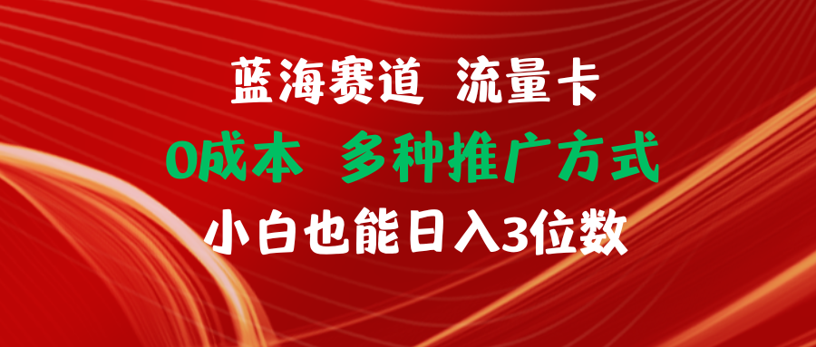 【站长实操】蓝海赛道 流量卡 0成本 小白也能日入三位数-一起网创
