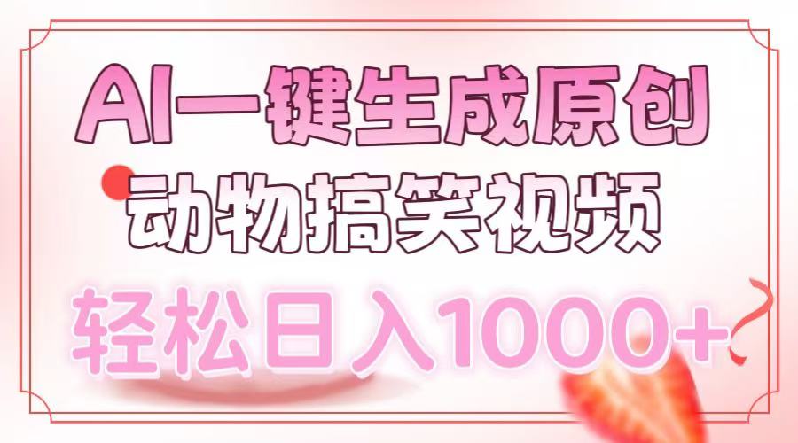 （13884期）AI一键生成原创动物搞笑视频，轻松日入1000+-一起网创