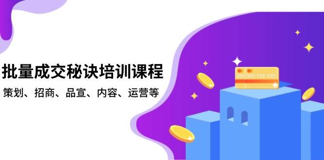（13908期）批量成交秘诀培训课程，策划、招商、品宣、内容、运营等-一起网创