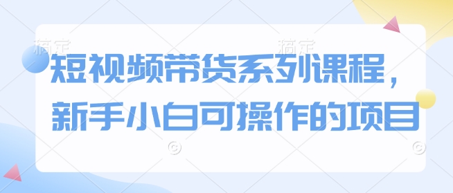 短视频带货系列课程，新手小白可操作的项目-一起网创