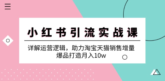 小红书引流实战课：详解运营逻辑，助力淘宝天猫销售增量，爆品打造月入10w-一起网创