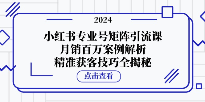 小红书专业号矩阵引流课，月销百万案例解析，精准获客技巧全揭秘-一起网创