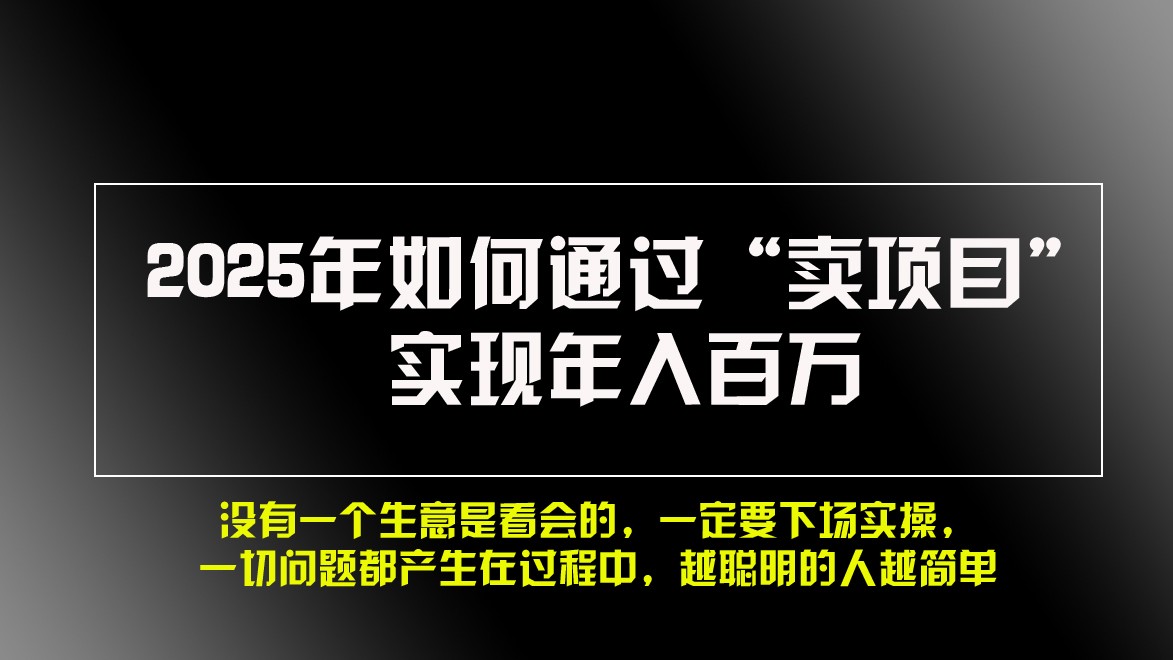 2025年如何通过“卖项目”实现年入百万-一起网创