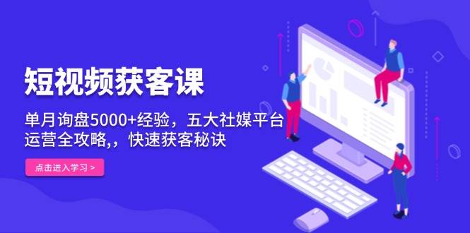短视频获客课，单月询盘5000+经验，五大社媒平台运营全攻略,，快速获客秘诀-一起网创
