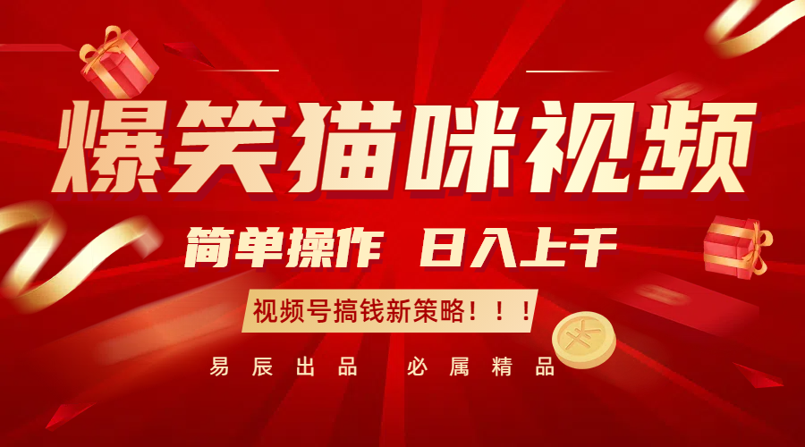 爆笑猫咪视频：简单操作，日入过千，视频号搞钱新策略！-一起网创