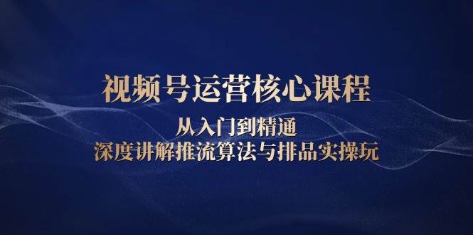 视频号运营核心课程，从入门到精通，深度讲解推流算法与排品实操玩-一起网创