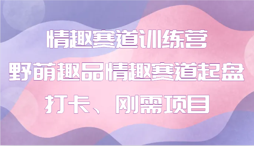 情趣赛道训练营 野萌趣品情趣赛道起盘打卡、刚需项目-一起网创