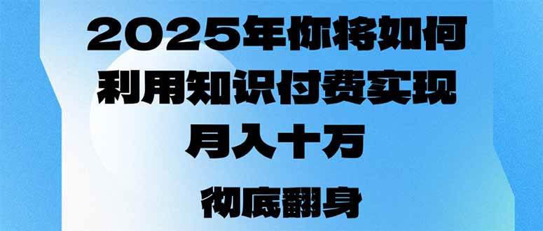 （14061期）2025年，你将如何利用知识付费实现月入十万，甚至年入百万？-一起网创