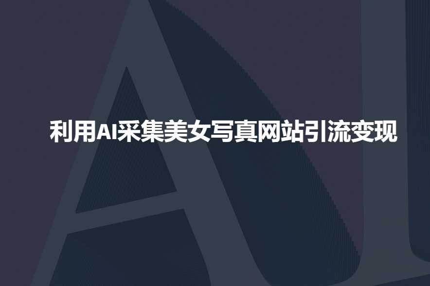 利用AI采集美女写真网站引流变现，引流嘎嘎的-一起网创