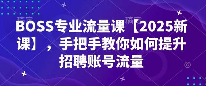BOSS专业流量课【2025新课】，手把手教你如何提升招聘账号流量-一起网创