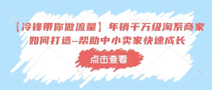 【冷锋带你做流量】年销千万级淘系商家如何打造–帮助中小卖家快速成长-一起网创