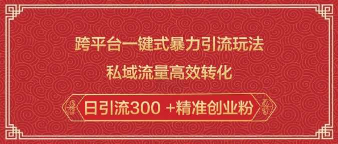 跨平台一键式暴力引流玩法，私域流量高效转化日引流300 +精准创业粉-一起网创
