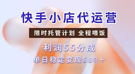 快手小店代运营，限时托管计划，收益55分，单日稳定变现多张【揭秘】-一起网创