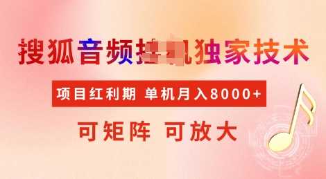 全网首发搜狐音频挂JI独家技术，项目红利期，可矩阵可放大，稳定月入8k【揭秘】-一起网创