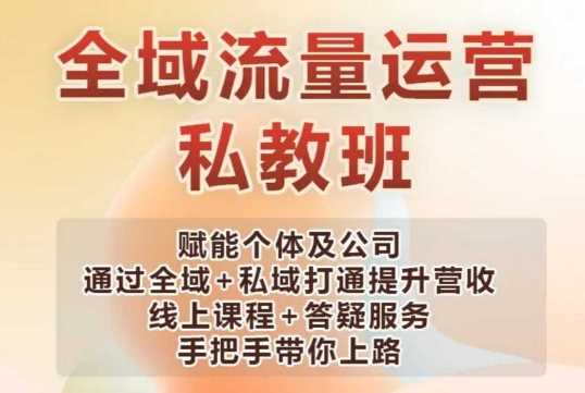 全域流量运营操盘课，赋能个体及公司通过全域+私域打通提升营收-一起网创