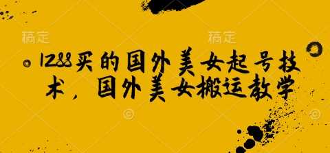 1288买的国外美女起号技术，国外美女搬运教学-一起网创