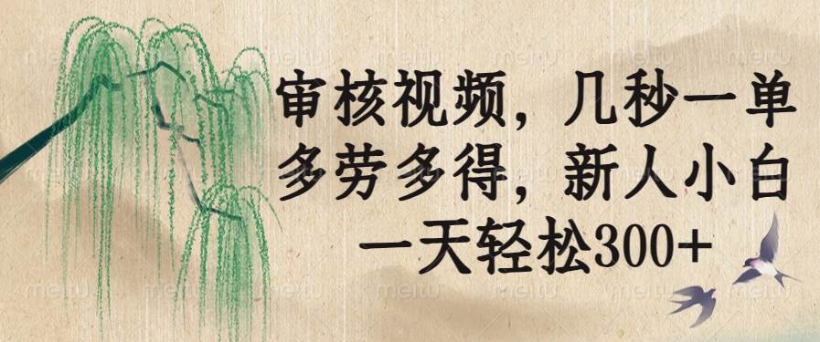 （14202期）审核视频，几秒一单，多劳多得，新人小白一天轻松300+-一起网创