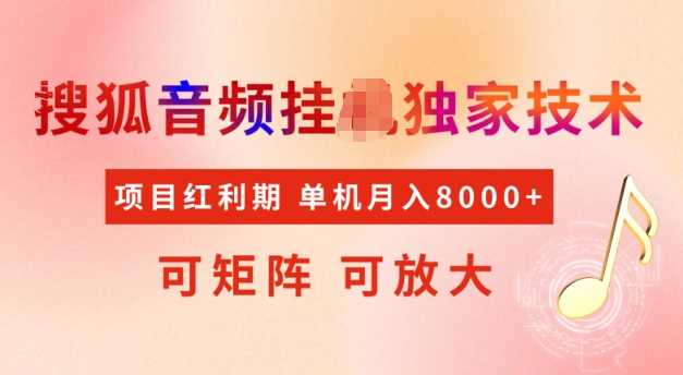 首发搜狐音频挂JI，项目红利期，可矩阵可放大，稳定月入5k【揭秘】-一起网创