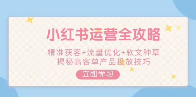 （14207期）小红书运营全攻略，精准获客+流量优化+软文种草，揭秘高客单产品投放技巧-一起网创