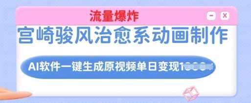 宫崎骏风治愈系动画制作，AI软件一键生成原创视频流量爆炸，单日变现多张，详细实操流程-一起网创