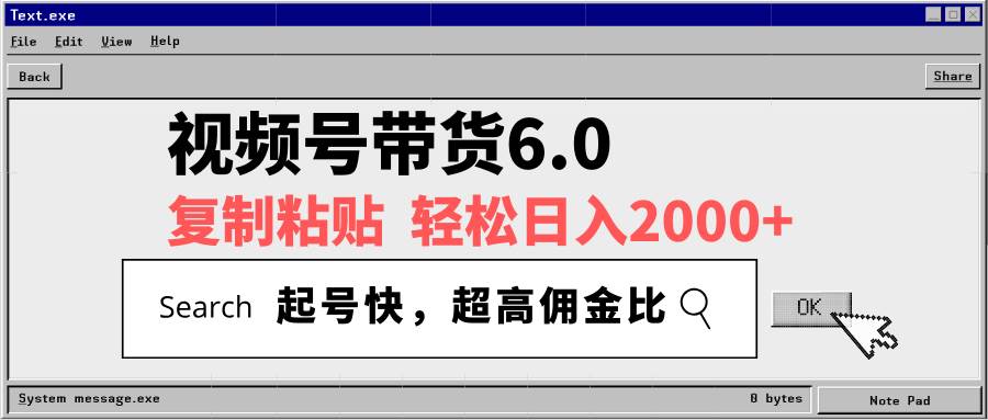 （14325期）视频号带货6.0，轻松日入2000+，起号快，复制粘贴即可，超高佣金比-一起网创