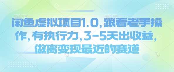 闲鱼虚拟项目1.0，跟着老手操作，有执行力，3-5天出收益，做离变现最近的赛道-一起网创