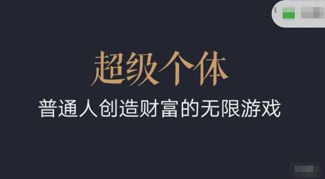 超级个体2024-2025翻盘指南，普通人创造财富的无限游戏-一起网创