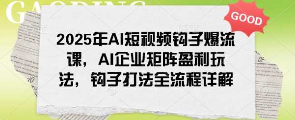 2025年AI短视频钩子爆流课，AI企业矩阵盈利玩法，钩子打法全流程详解-一起网创