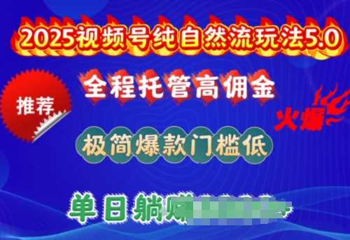 2025视频号纯自然流玩法5.0，全程托管高佣金，极简爆款门槛低，单日收益多张【揭秘】-一起网创
