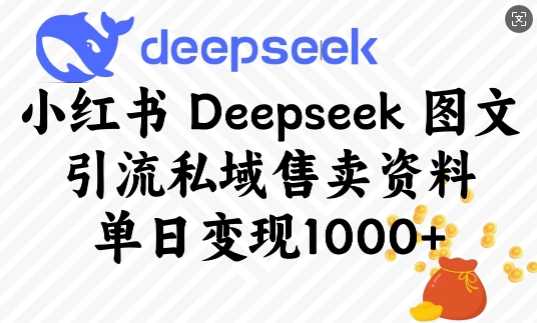 小红书Deepseek图文引流私域售卖资料，单日变现多张-一起网创