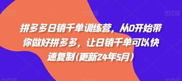 拼多多日销千单训练营，从0开始带你做好拼多多，让日销千单可以快速复制(更新25年2月)-一起网创