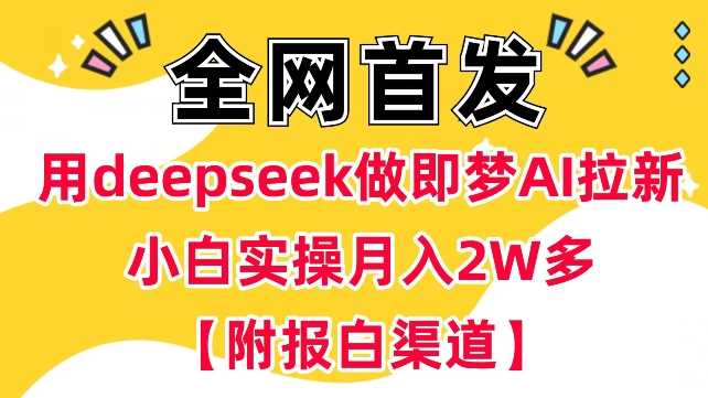 用deepseek做即梦Ai拉新 小白实操月入过W+【附报白渠道】-一起网创