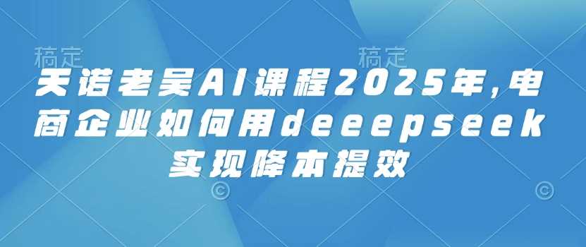 天诺老吴AI课程2025年，电商企业如何用deeepseek实现降本提效-一起网创