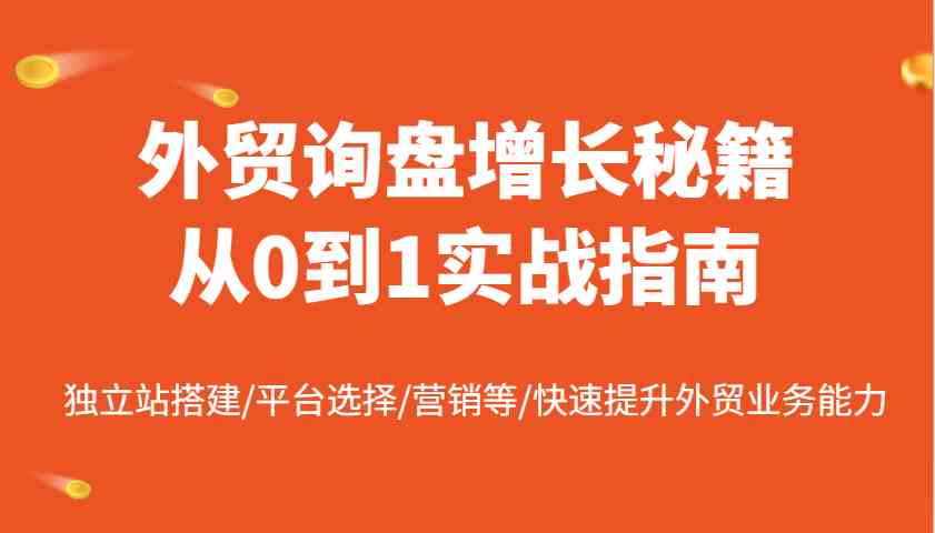 外贸询盘增长秘籍从0到1实战指南，独立站搭建/平台选择/营销等/快速提升外贸业务能力-一起网创