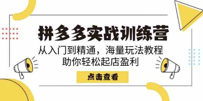 拼多多实战训练营，从入门到精通，海量玩法教程，助你轻松起店盈利-一起网创