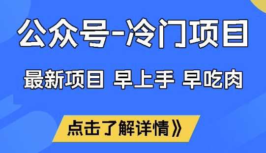 公众号冷门赛道，早上手早吃肉，单月轻松稳定变现1W【揭秘】-一起网创
