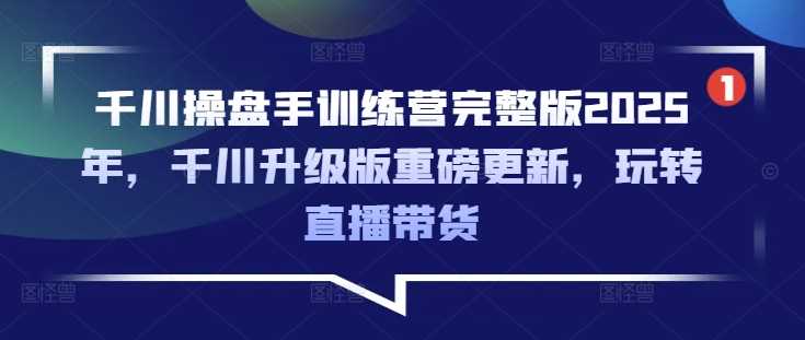 千川操盘手训练营完整版2025年，千川升级版重磅更新，玩转直播带货-一起网创