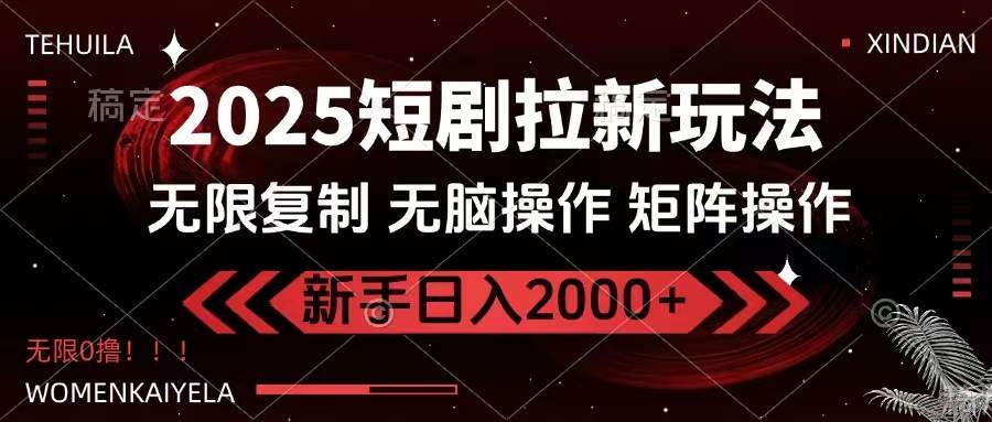 （14429期）2025短剧拉新玩法，无需注册登录，无限0撸，无脑批量操作日入2000+-一起网创