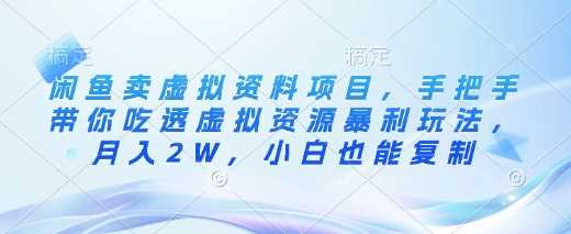 闲鱼卖虚拟资料项目，手把手带你吃透虚拟资源暴利玩法，月入2W，小白也能复制-一起网创