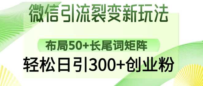 微信引流裂变新玩法：布局50+长尾词矩阵，轻松日引300+创业粉-一起网创
